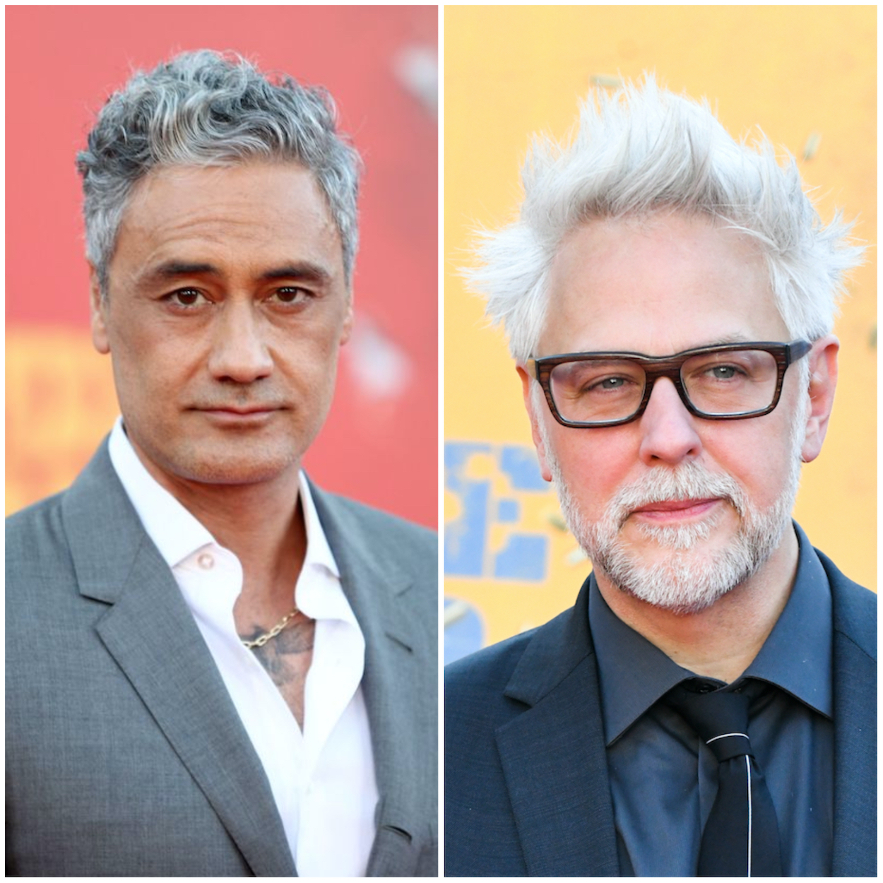 Taika Waititi (left) and James Gunn attend the premiere of 'The Suicide Squad' in 2021. Waititi humorously explained how he and Gunn differ as directors by saying Gunn "just knows what he's doing."