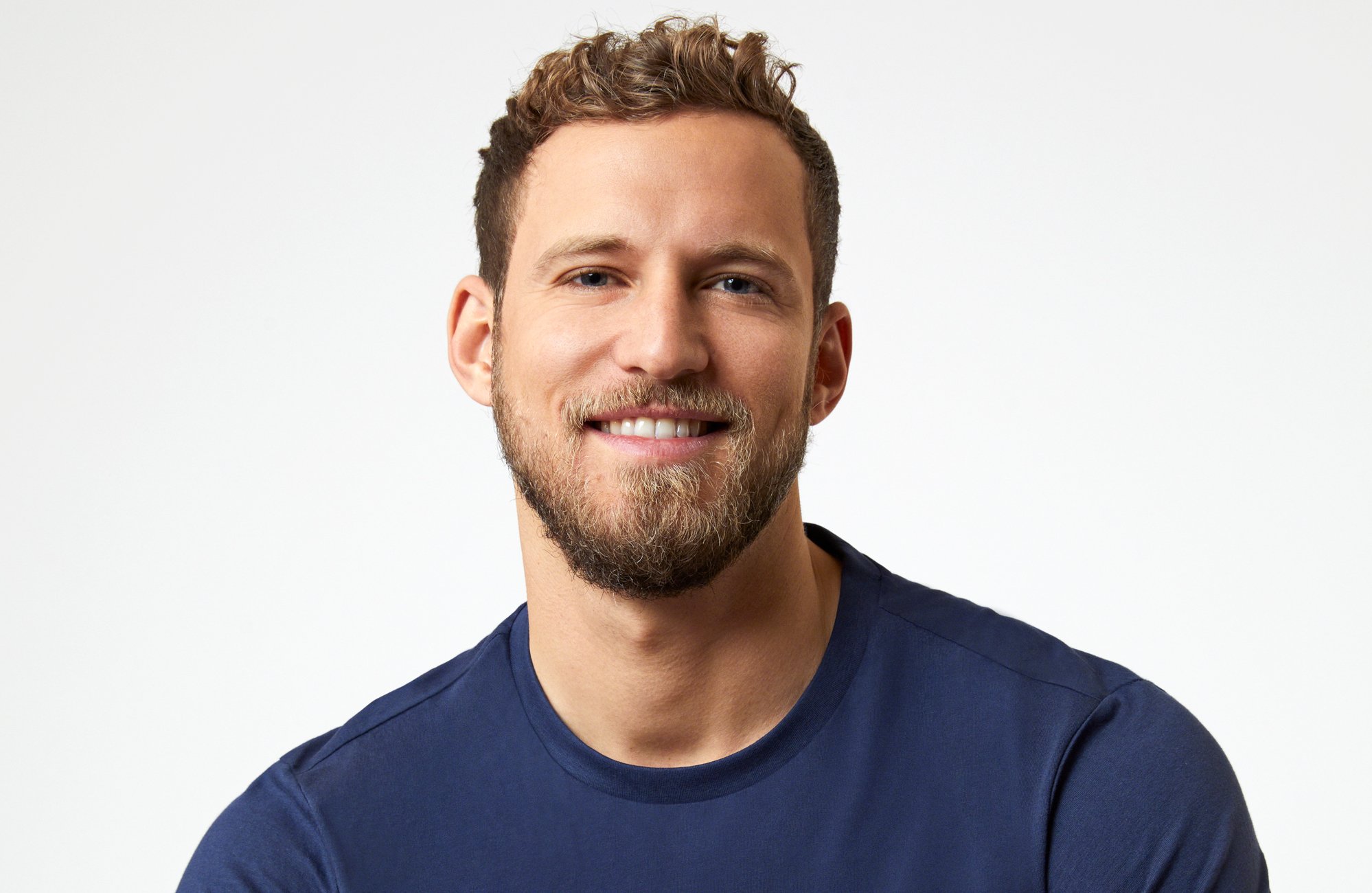 'The Bachelorette' stars Erich Schwer, seen here in a navy tshirt.