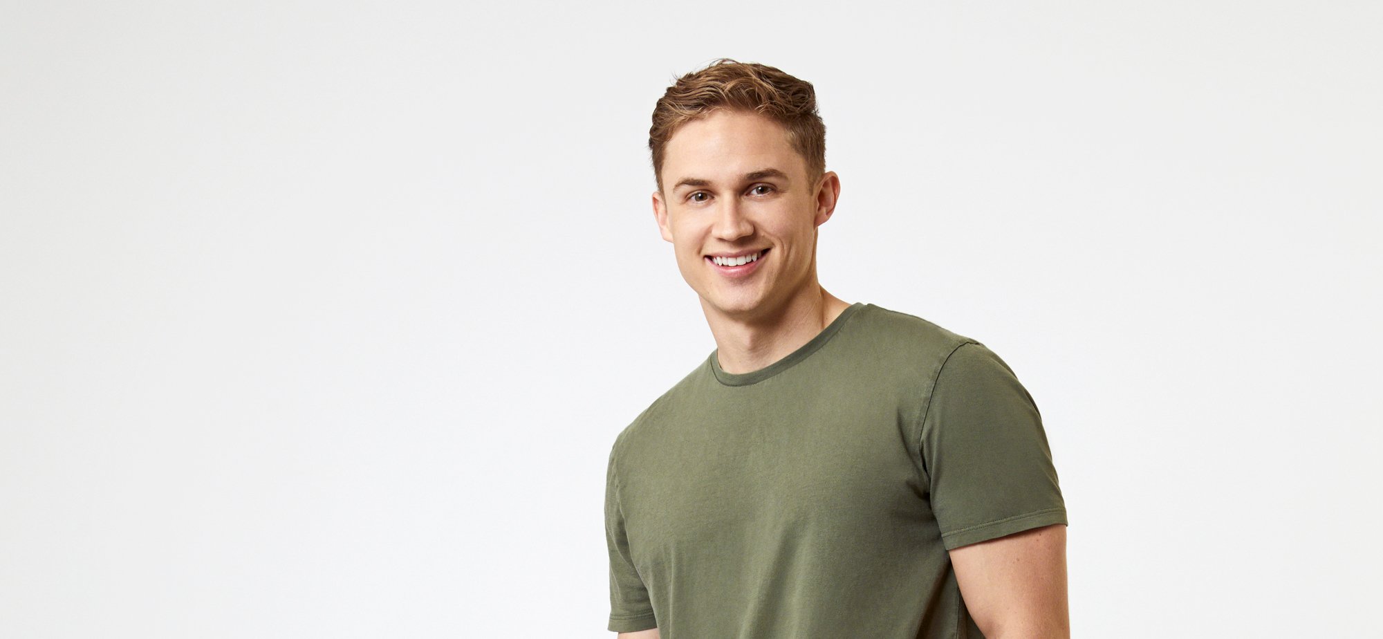 'The Bachelorette' stars Jordan Vandergriff, seen here in an army green tshirt.