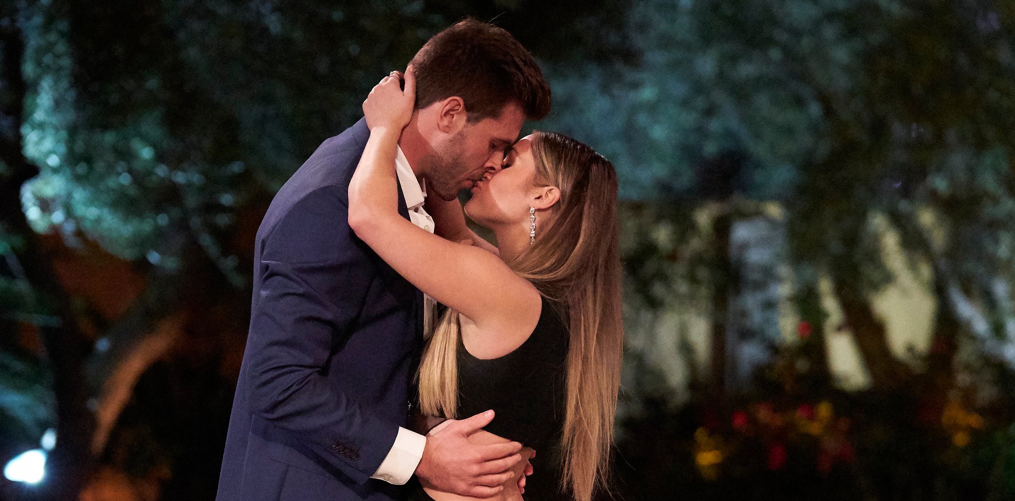 'The Bachelorette' stars Zach and Rachel share a kiss in a production still from this season.