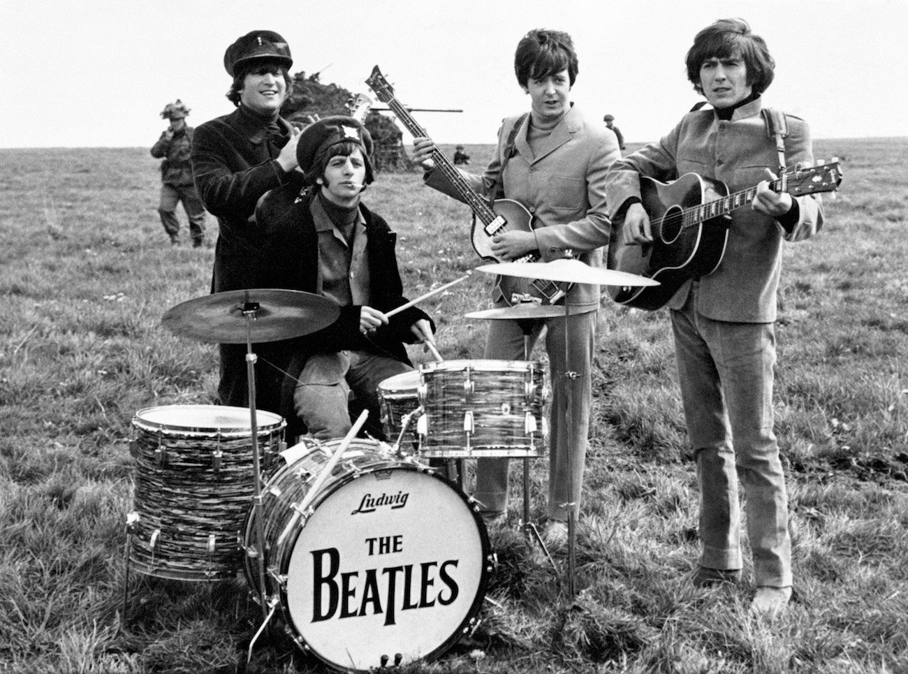 The Beatles filming their movie 'Help!' in 1965.