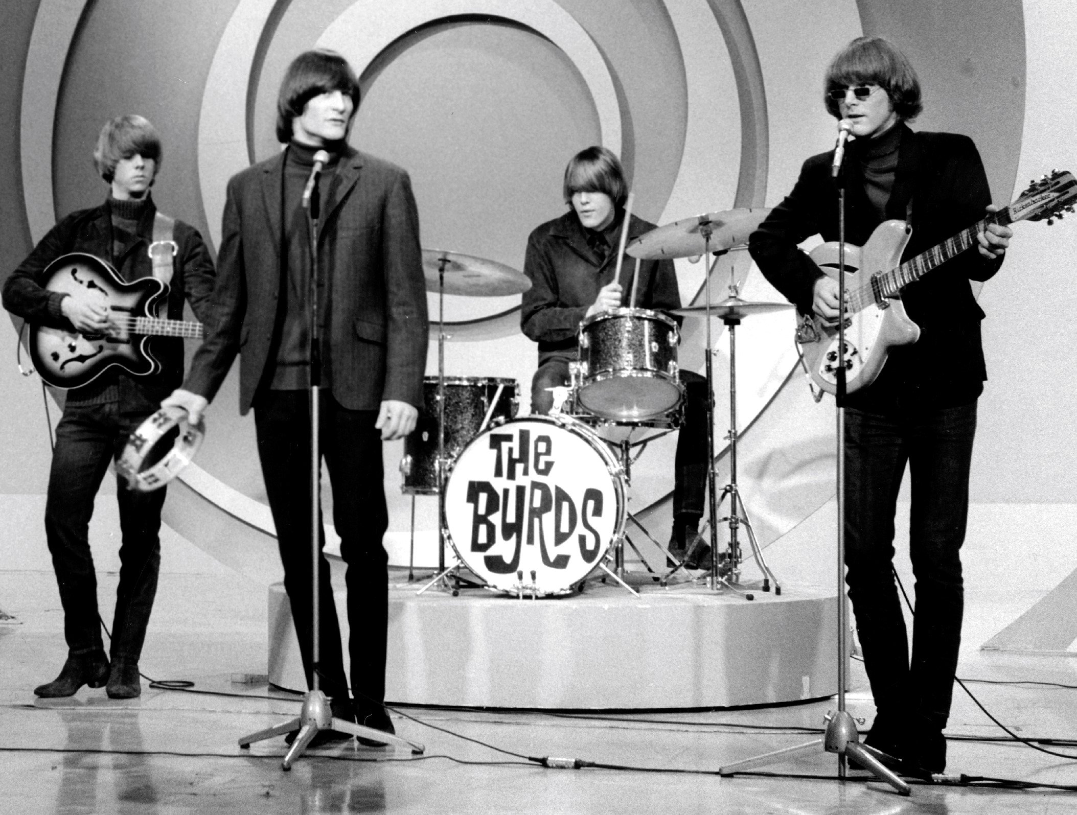 The Byrds playing instruments during the "Turn! Turn! Turn!" era