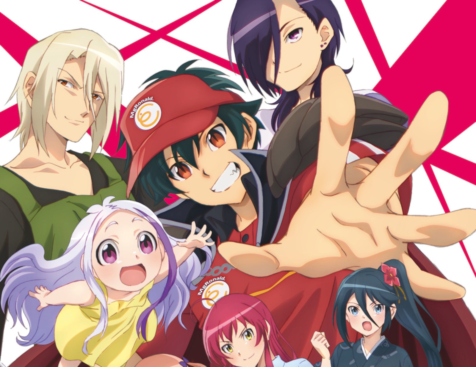 Poster art for 'The Devil Is a Part-Timer' Season 2, which will stream episode 2 on July 21. It features the main character, including Sadao Maou, Hanzō Urushihara, Emi Yusa, Alas Ramus, and more.