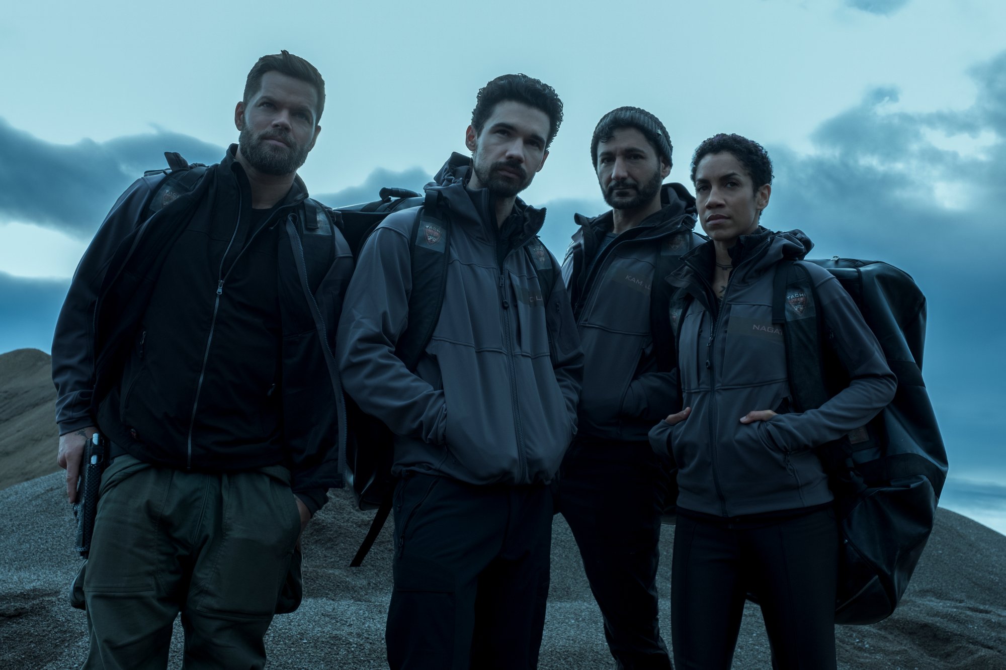 Wes Chatham (Amos Burton), Steven Strait (James Holden), Cas Anvar (Alex Kamal), and Dominque Tipper (Naomi Nagata) in one of the most notable canceled shows, 'The Expanse.'