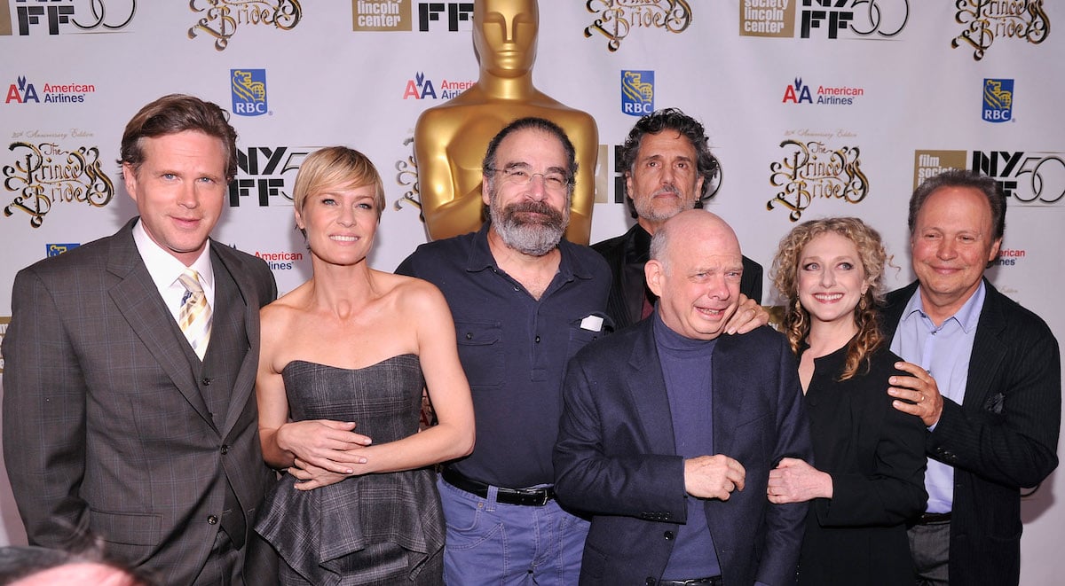 The cast of the movie "The Princess Bride" poses together at an event.