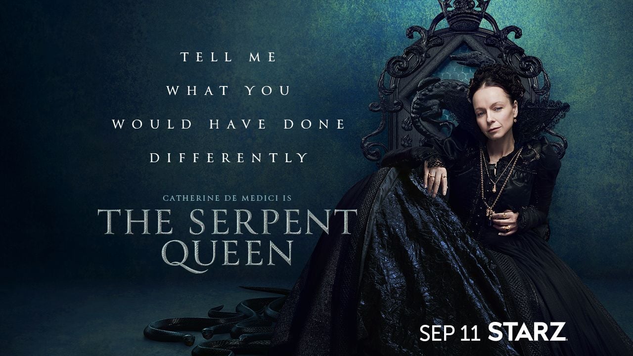 Samantha Morton as Catherine de Medici in image promoting the Starz series 'The Serpent Queen'