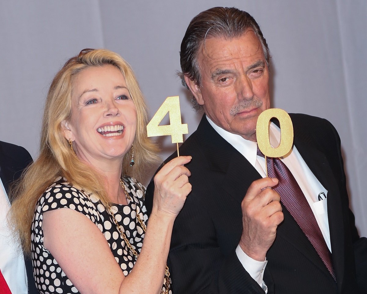 'The Young and the Restless' stars Melody Thomas Scott and Eric Braeden on set of the CBS soap opera.