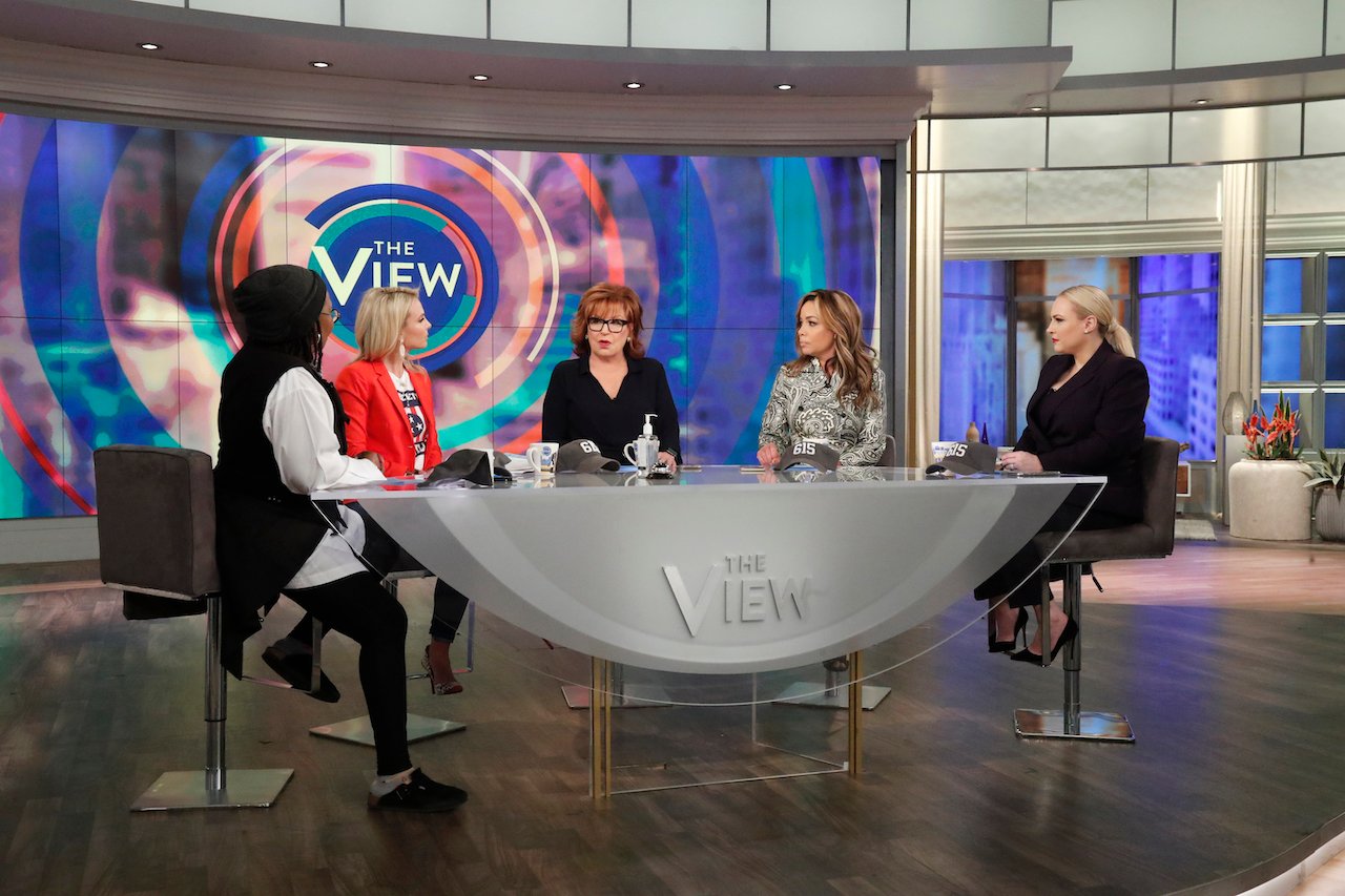 Whoopi Goldberg, Elisabeth Hasselbeck, Joy Behar, Sunny Hostin, and Meghan McCain as co-hosts on 'The View'
