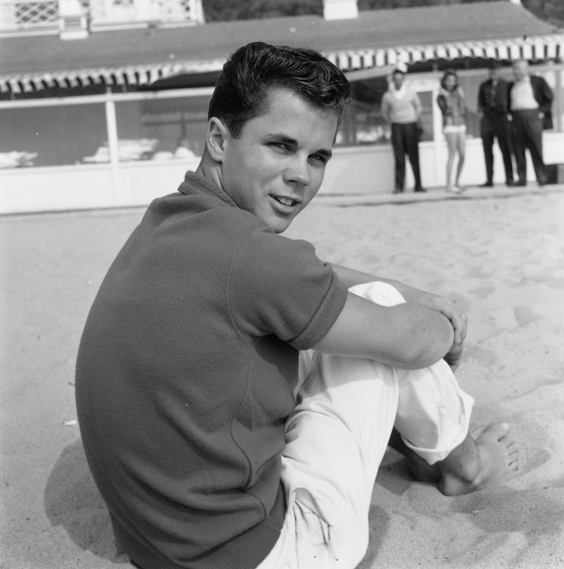 A black and white photo of Wally Cleaver in 'Leave It To Beaver'