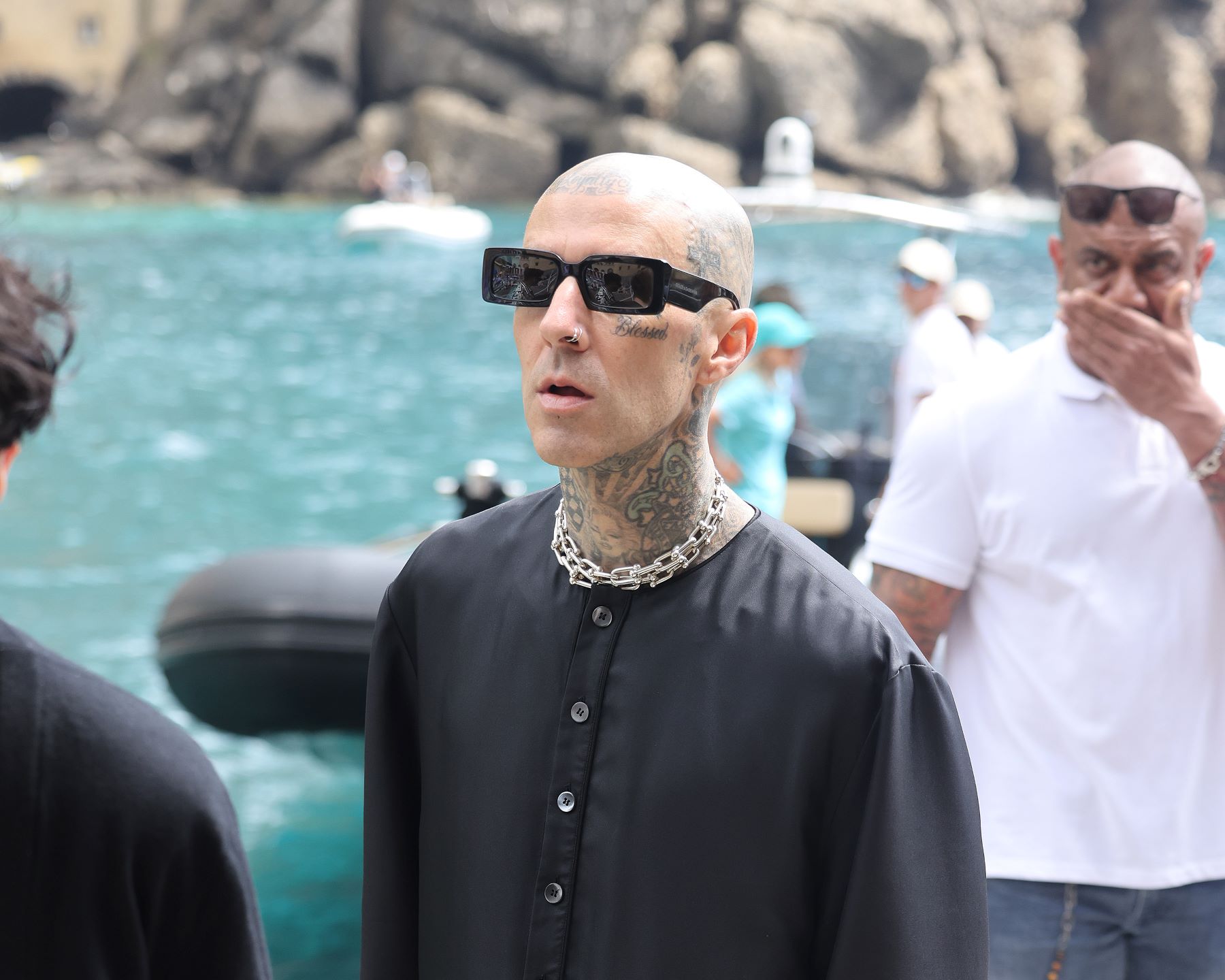 Travis Barker at the Abbey of San Fruttuoso in Portofino, Italy