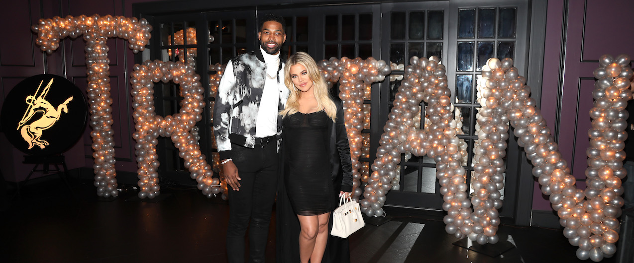 Tristan Thompson and Khloe Kardashian at his birthday party; Kardashian reportedly didn't tell some of her close friends and family about her and Thompson's second baby