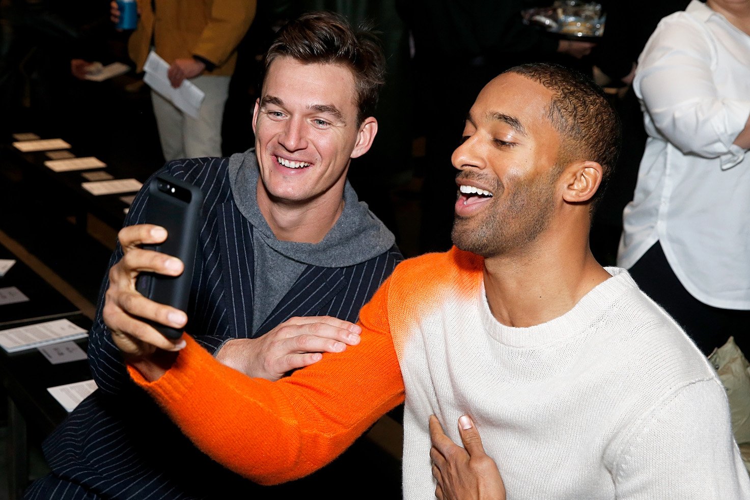 Tyler Cameron from 'The Bachelorette' and Matt James from 'The Bachelor' taking a selfie together