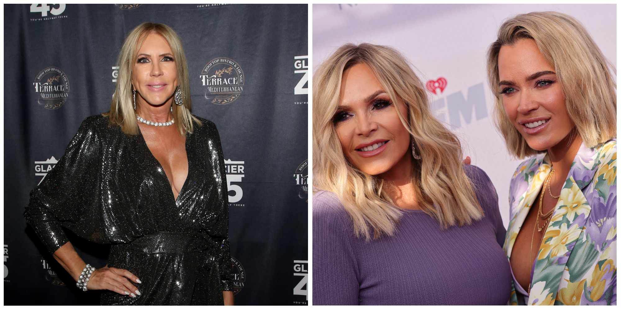 Vicki Gunvalson poses at an event. Tamra Judge and Teddi Mellencamp on the step and repeat. 