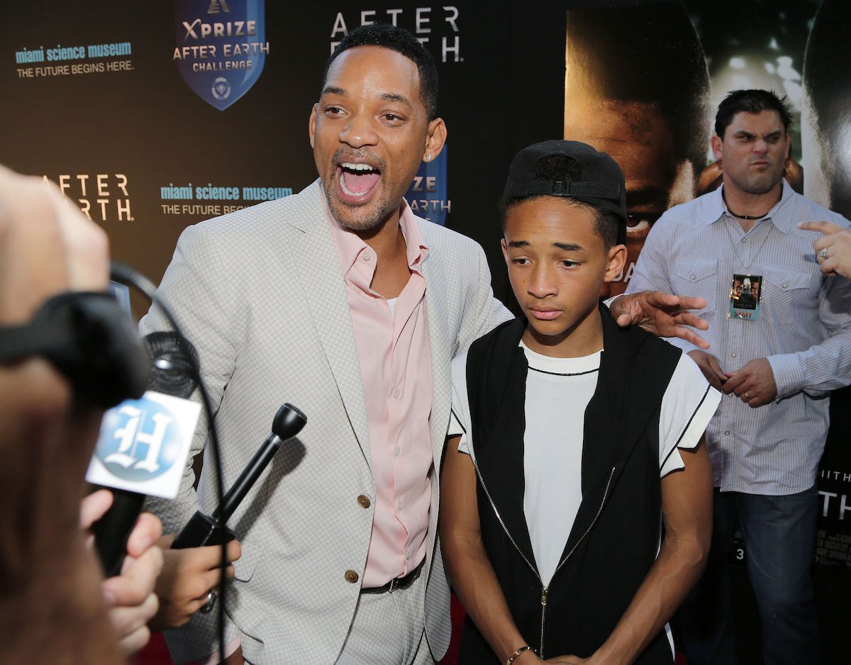 Will Smith and Jaden Smith attend a press event for After Earth in 2013