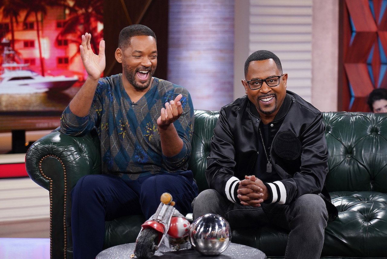 (l-r) Will Smith and Martin Lawrence on set of 'Un Nuevo Dia' during Miami Press Day for their upcoming film 'Bad Boys For LIfe'
