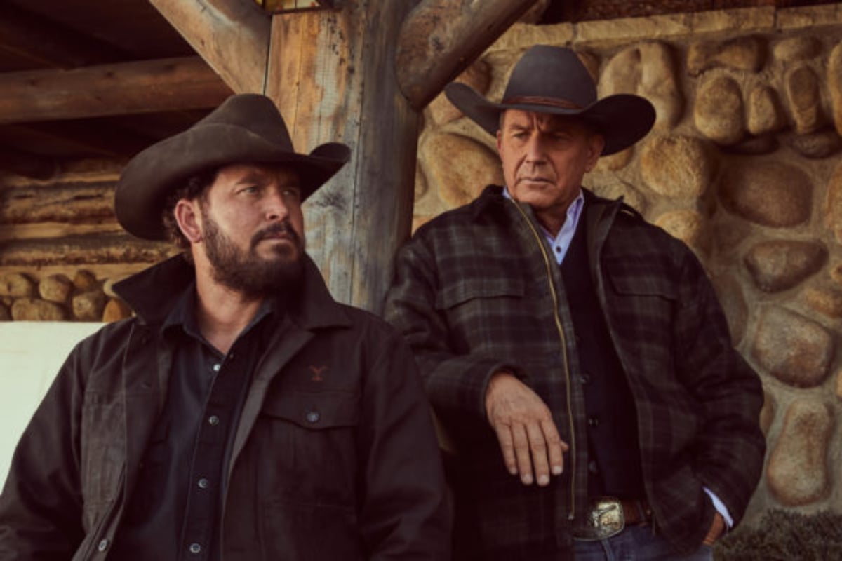 Yellowstone Cole Hauser as Rip Wheeler and Kevin Costner as John Dutton in am image from Paramount Network