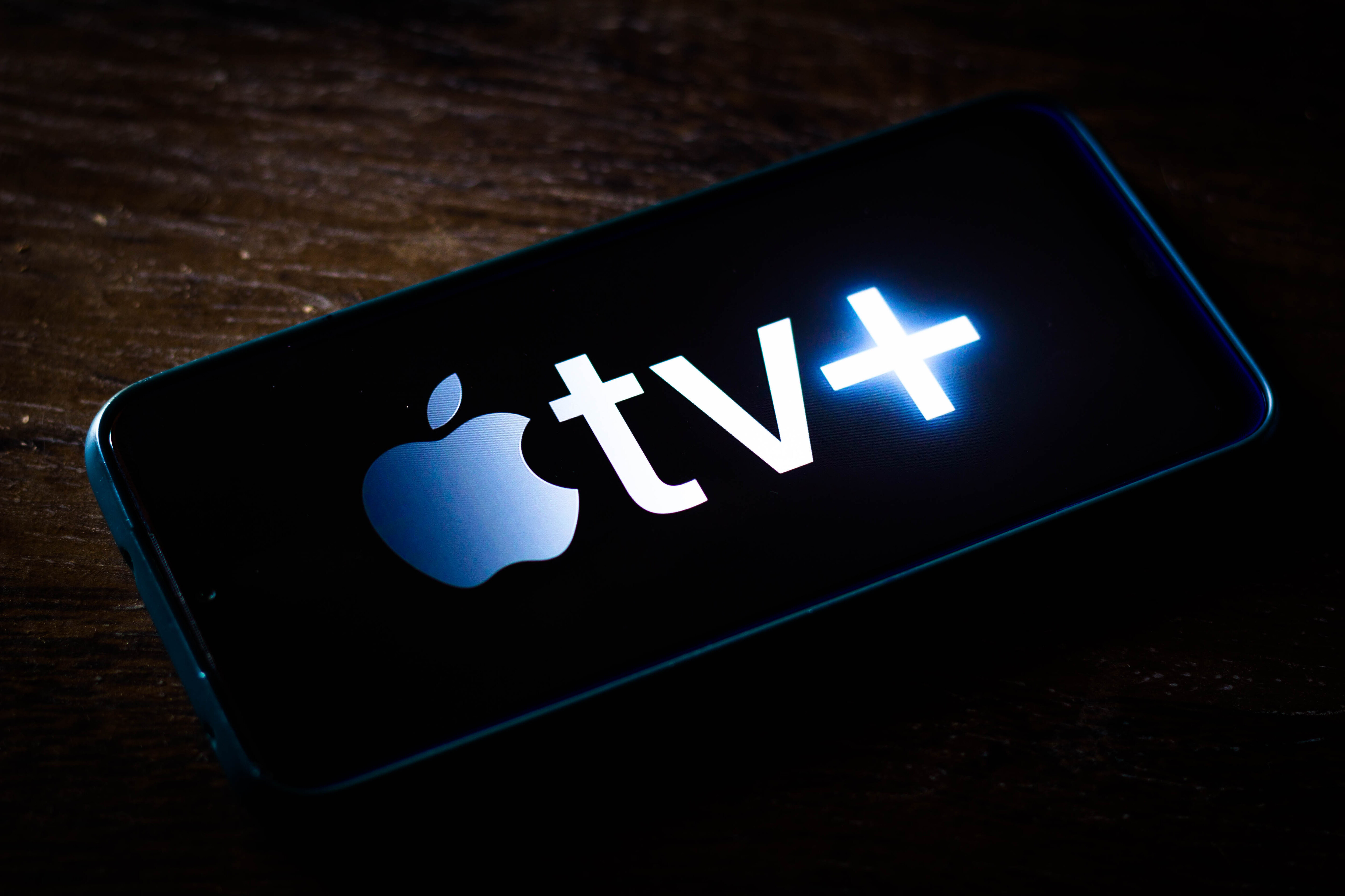 Apple TV+ logo seen displayed on a smartphone screen.