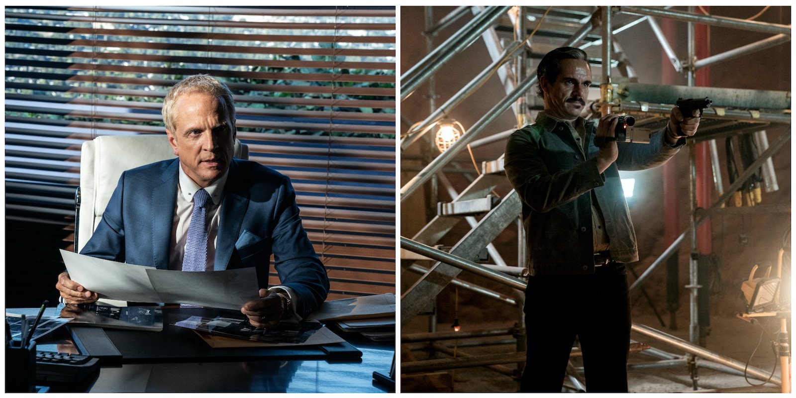 Howard Hamlin (Patrick Fabian) in his office; Lalo Salamanca (Tony Dalton) in Gus' meth lab in 'Better Call Saul' Season 6 'Point and Shoot'