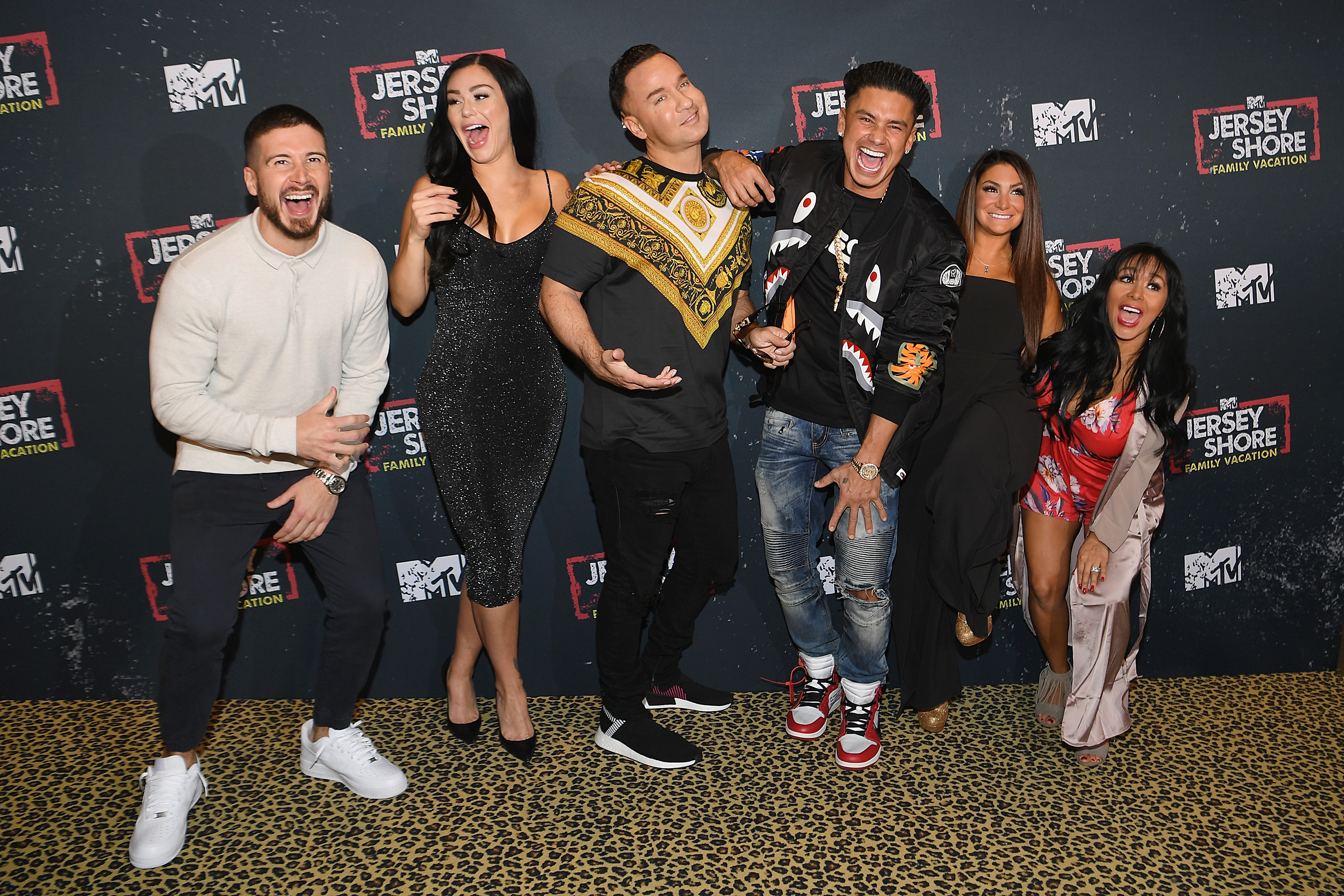Vinny Guadagnino, Jenni 'JWoww' Farley, Mike 'The Situation' Sorrentino, Paul 'Pauly D' DelVecchio, Deena Cortese and Nicole 'Snooki' Polizzi from 'Jersey Shore'