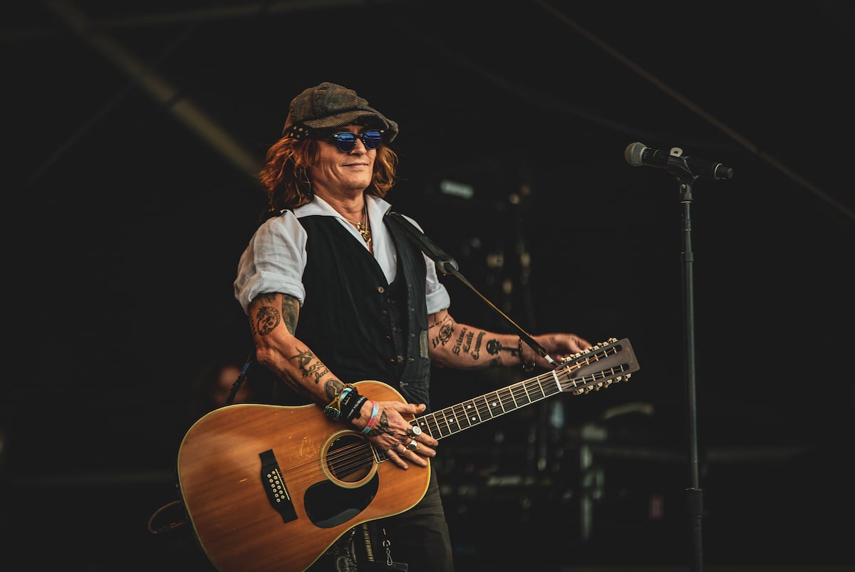 Johnny Depp, who just released the album '18,' performs on stage with Jeff Beck (not pictured) during the Helsinki Blues Festival at Kaisaniemen Puisto on June 19, 2022 in Helsinki, Finland.