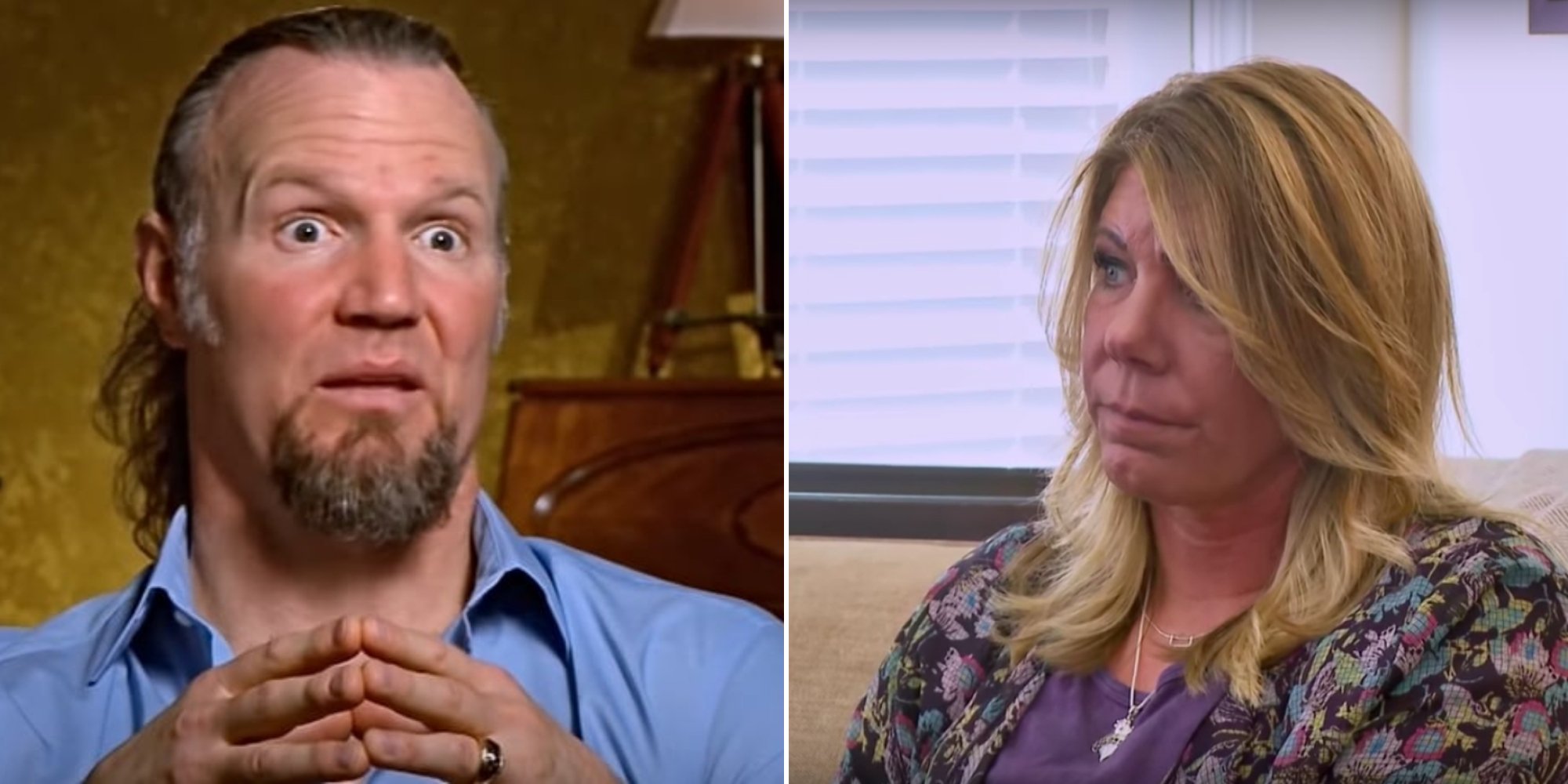 Kody Brown and Meri Brown in side by side screen grabs taken from TLC's 'Sister Wives.'