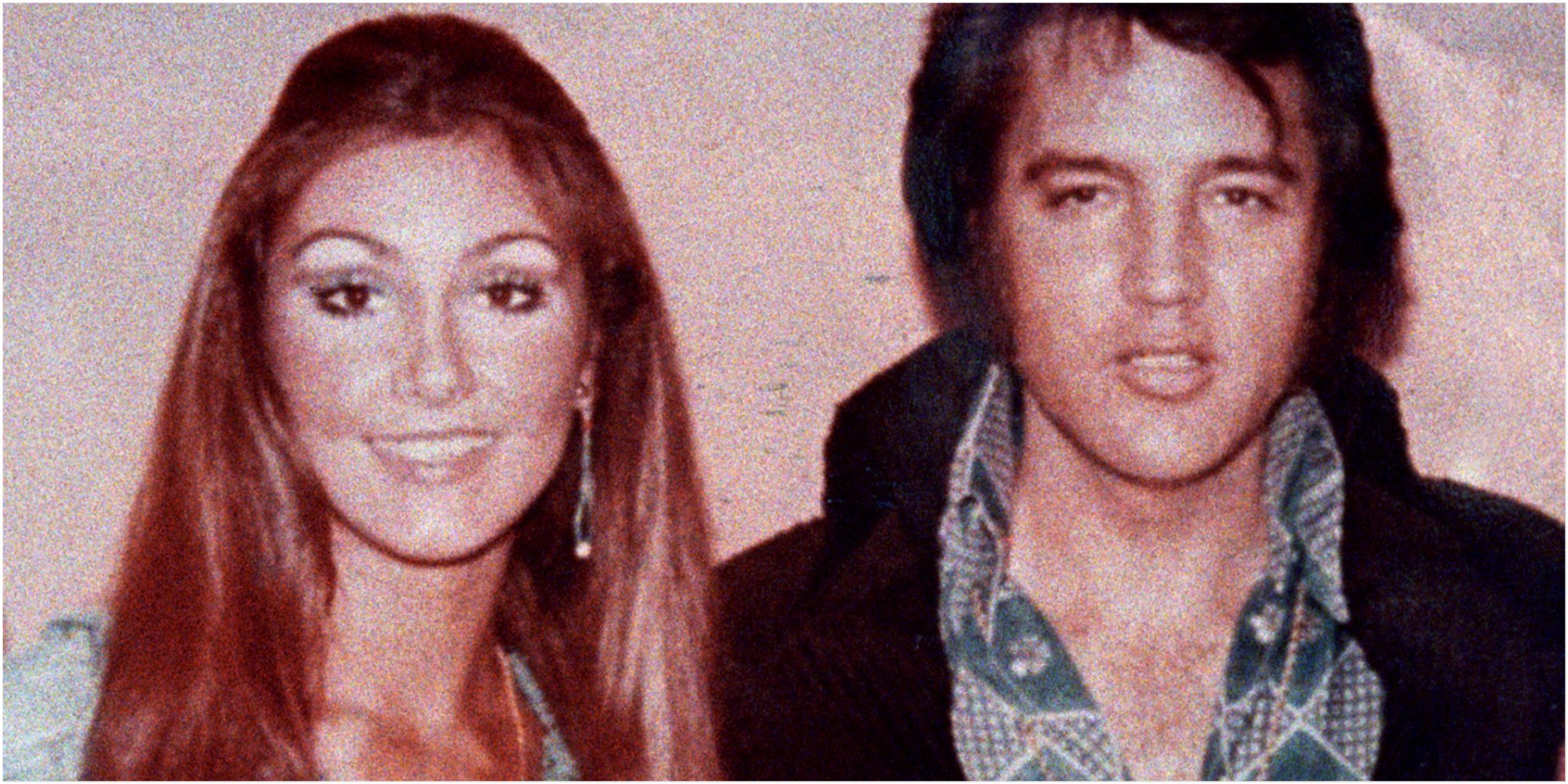 Linda Thompson and Elvis Presley pose together in a photograph taken in the early 1970s.