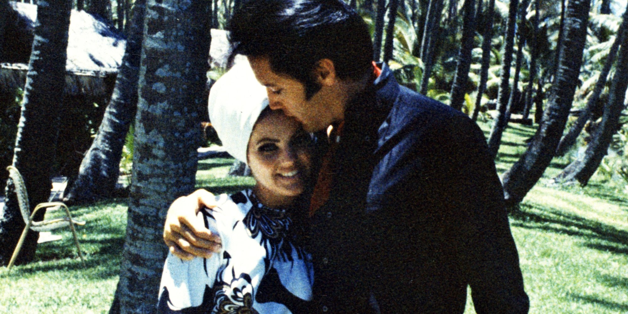 Priscilla and Elvis Presley pose during their marriage in Los Angeles, California.