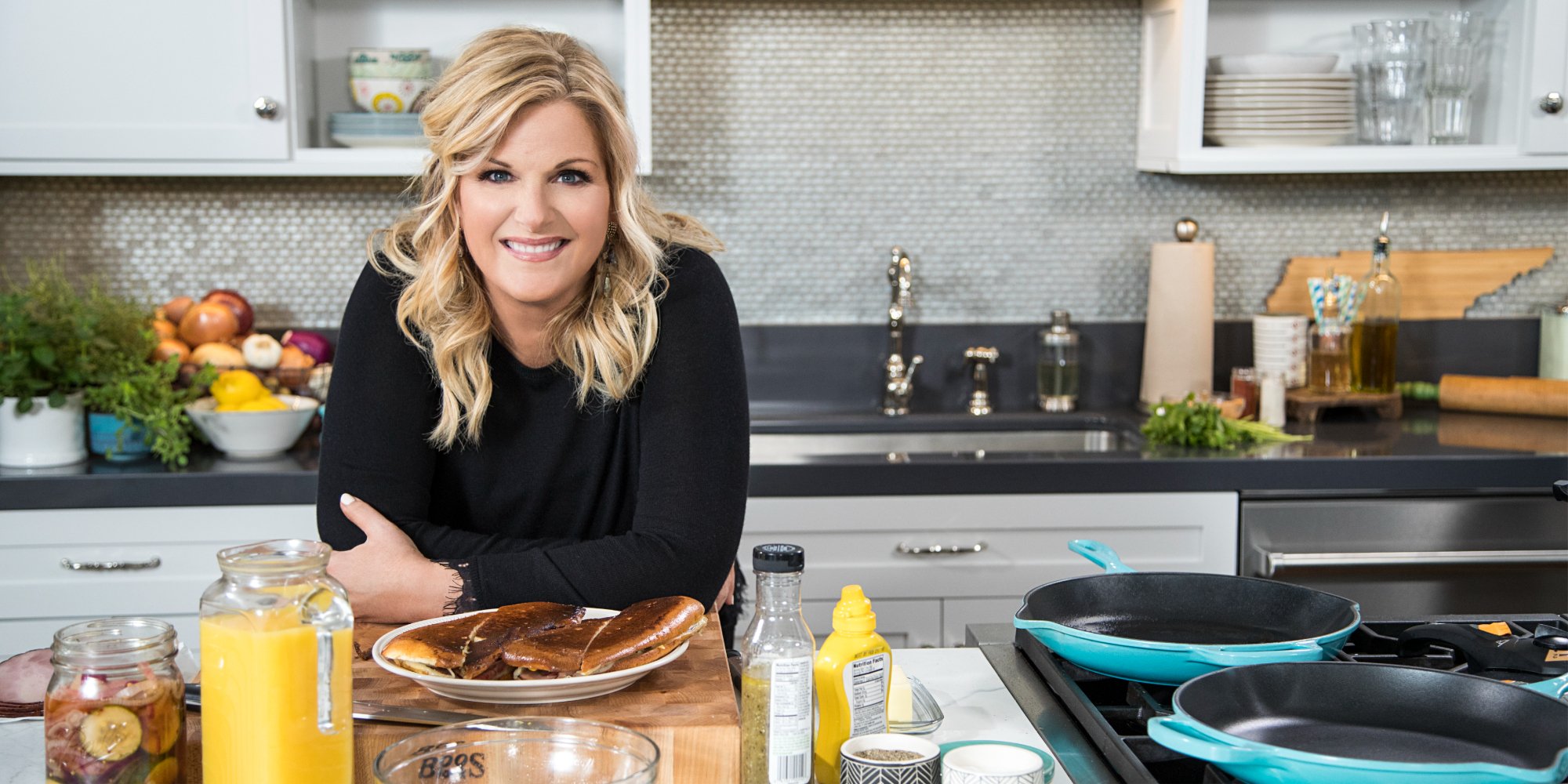 Trisha Yearwood on the set of her Food Network Show Trisha's Southern Kitchen.