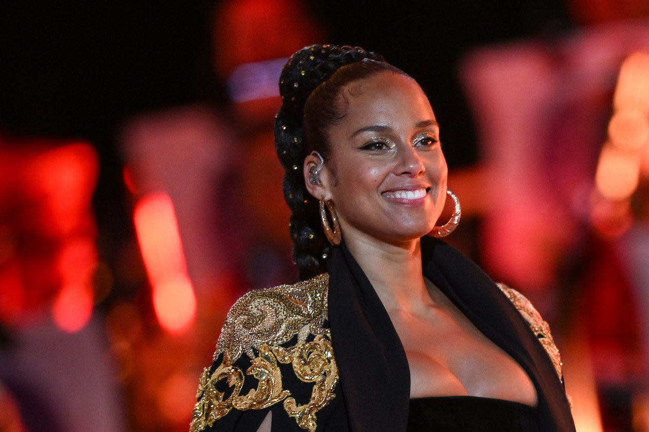 Alicia Keys on stage; Keys initially was hesitant to collaborate with other artists