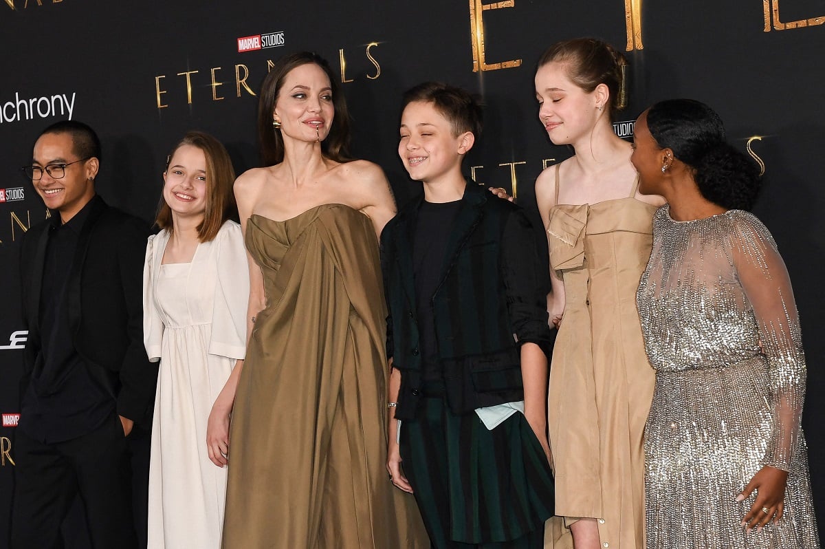 Angelina Jolie and her children at the 'Eternals' premiere.