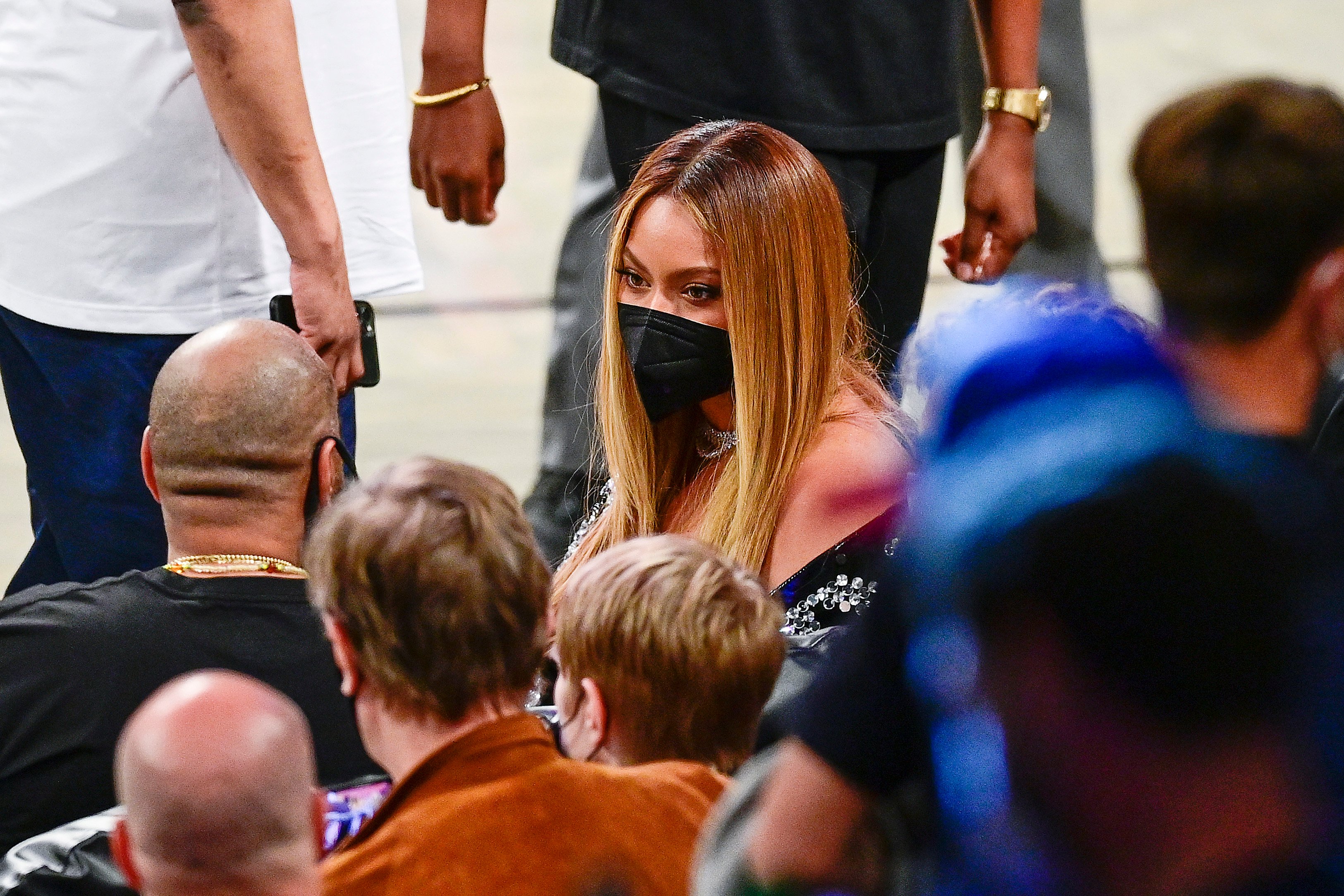 Singer Beyoncé attends Game One of the Second Round of the 2021 NBA Playoffs between the Brooklyn Nets and the Milwaukee Bucks at Barclays Center