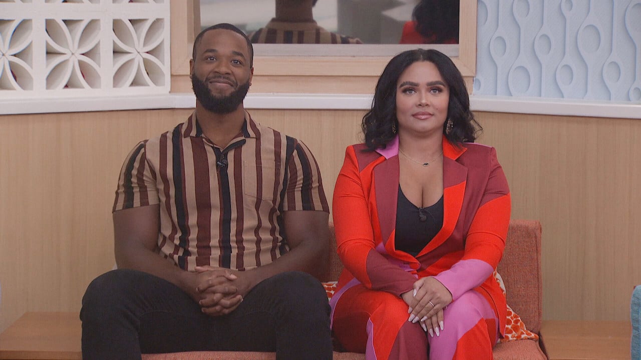 Monte Taylor and Jasmine Davis sit next to each other on the block on 'Big Brother 24'.