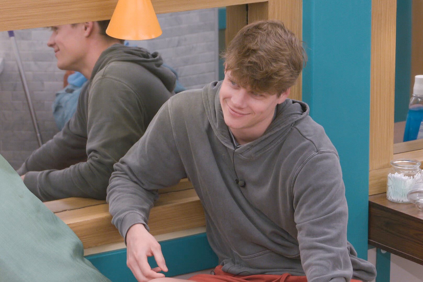 Kyle Capener, who is a houseguest in 'Big Brother 24' on CBS, wears a gray hoodie