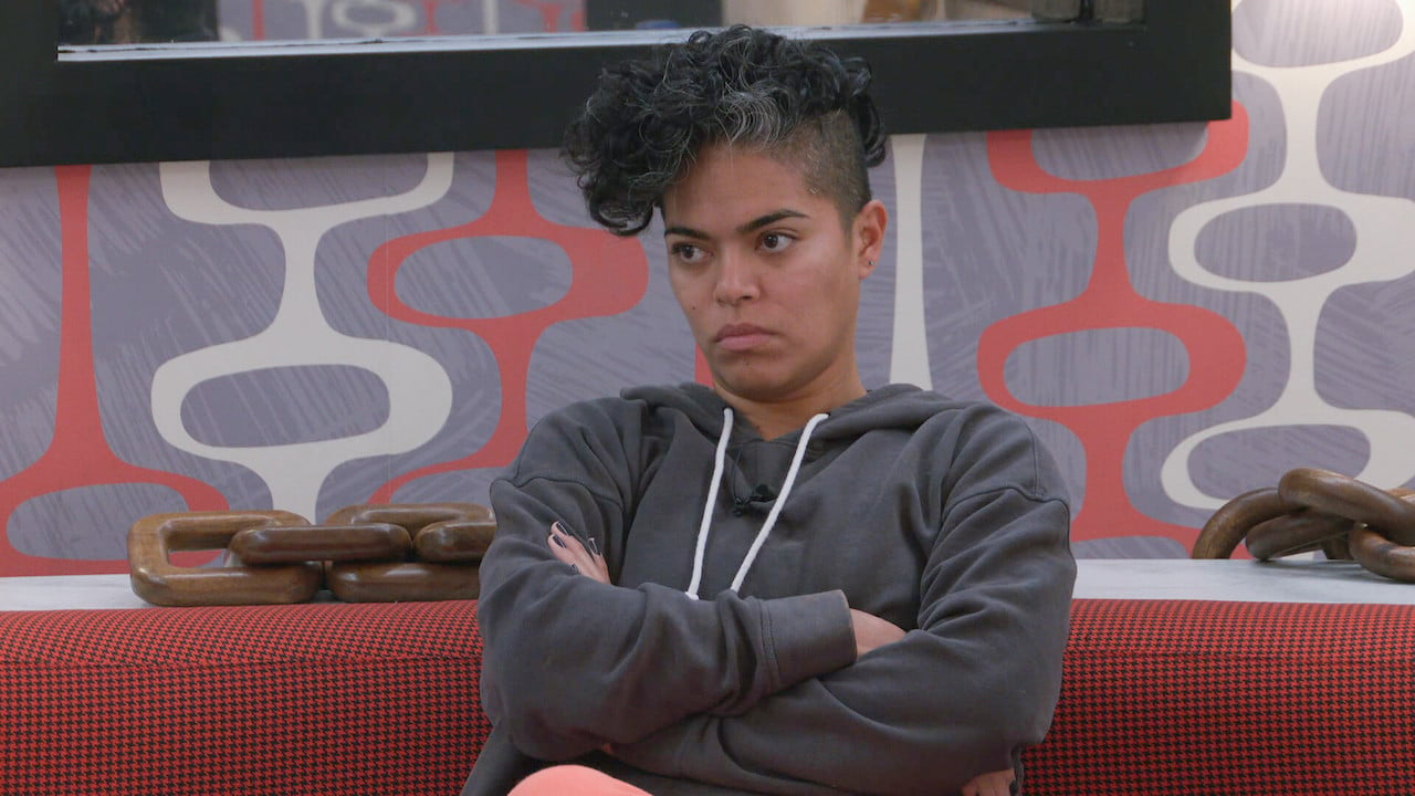 Nicole Layog sits in the HOH room with her arms crossed in 'Big Brother 24'.
