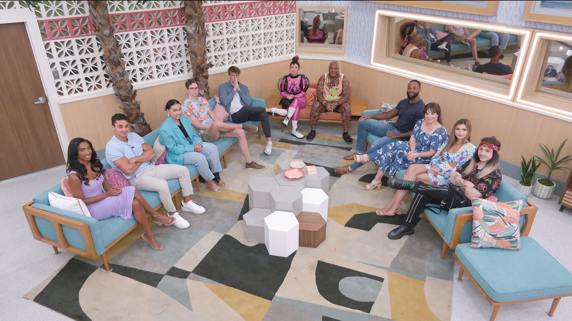 'Big Brother 24' cast sitting in the living room