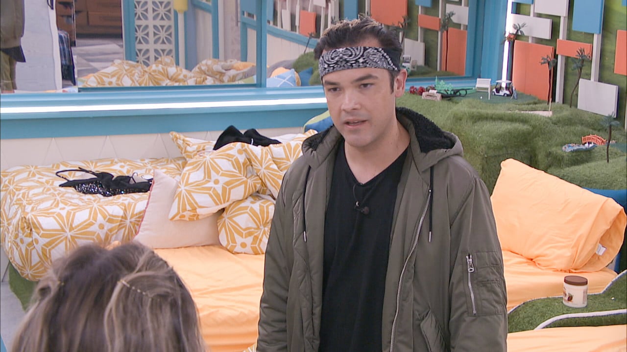 Daniel Durston stands in a bedroom talking to Alyssa on 'Big Brother 24'.