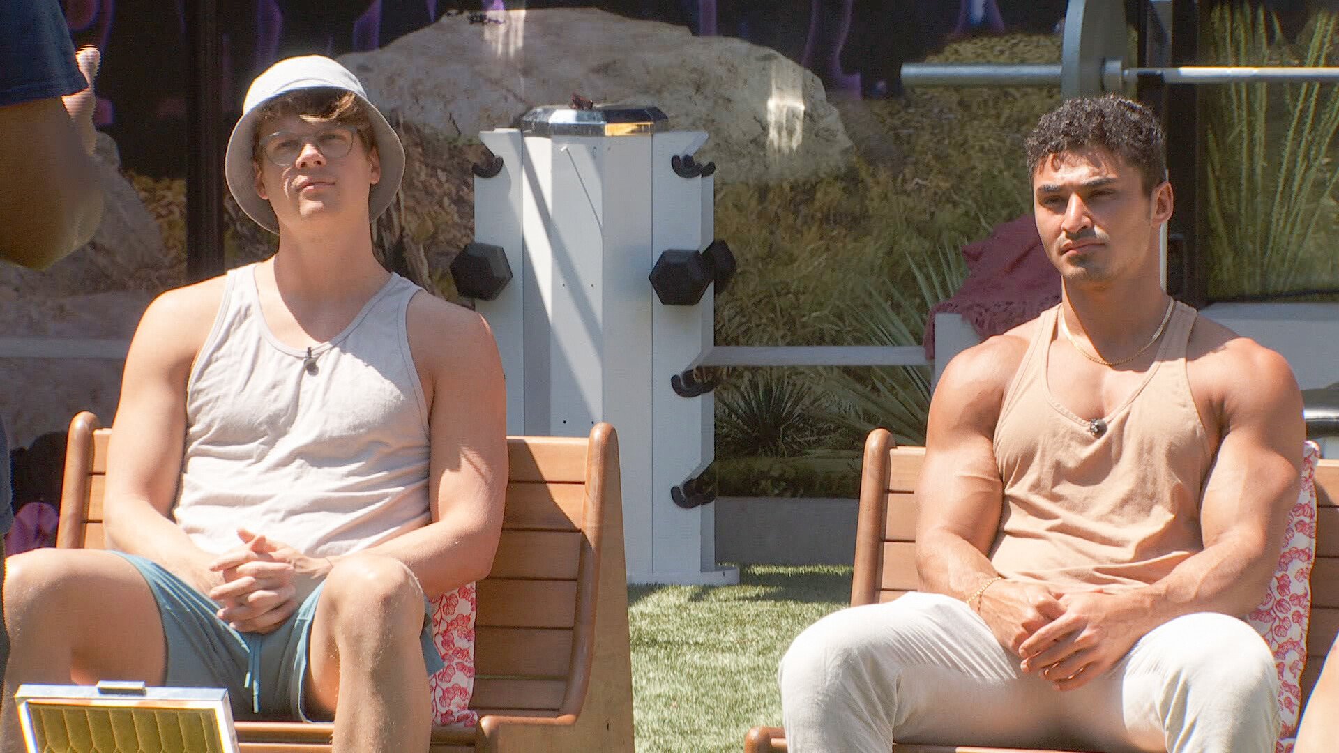 Kyle Capener and Joseph Abdin sitting next to each other during 'Big Brother 24'