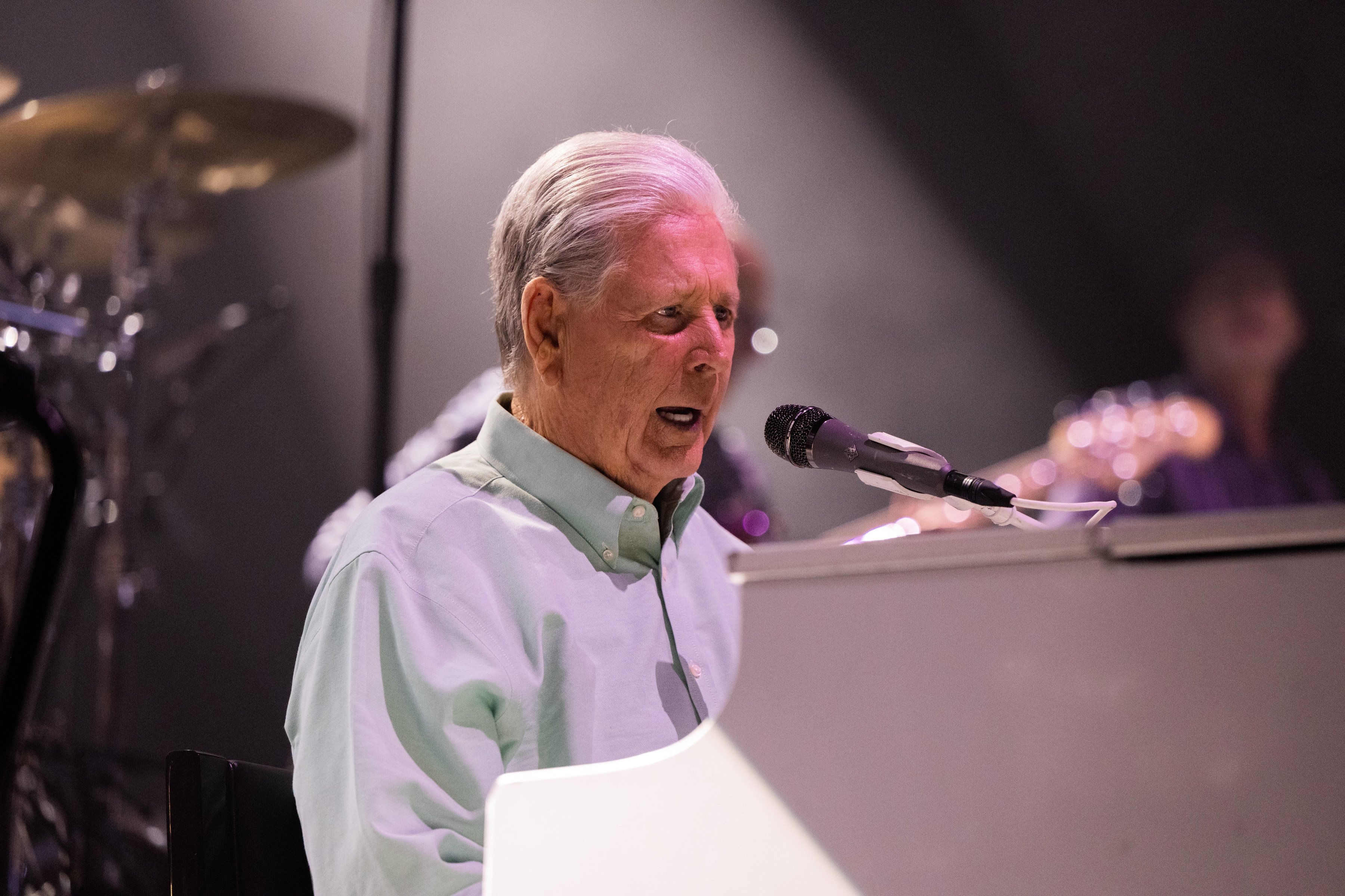 Musician Brian Wilson, founding member of The Beach Boys, performs onstage at The Kia Forum
