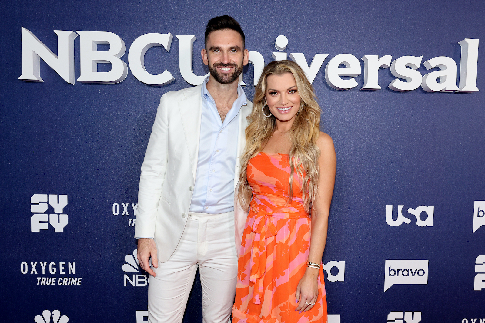 Carl Radke and Lindsay Hubbard from 'Summer House' pose for a photo during the NBCUniversal Upfronts