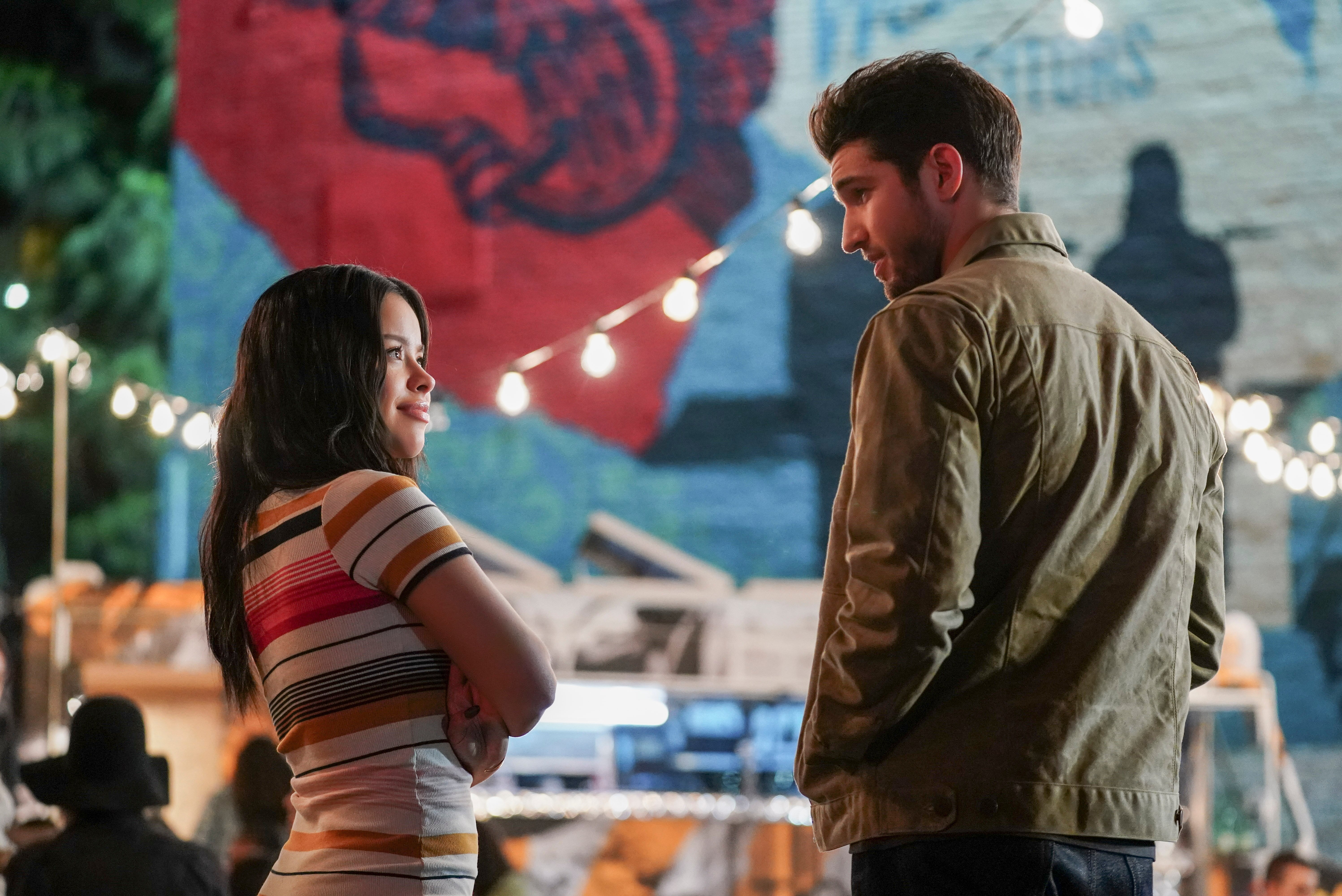 Cierra Ramirez and Bryan Craig as Mariana and Joaquin on Good Trouble.