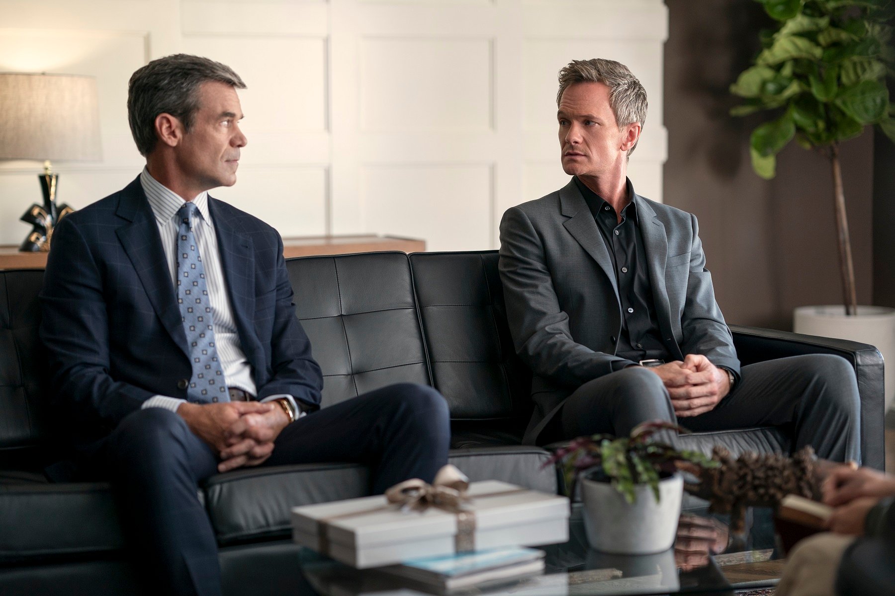 Tuc Watkins as Colin McKenna, Neil Patrick Harris as Michael Lawson in episode 101 of Uncoupled