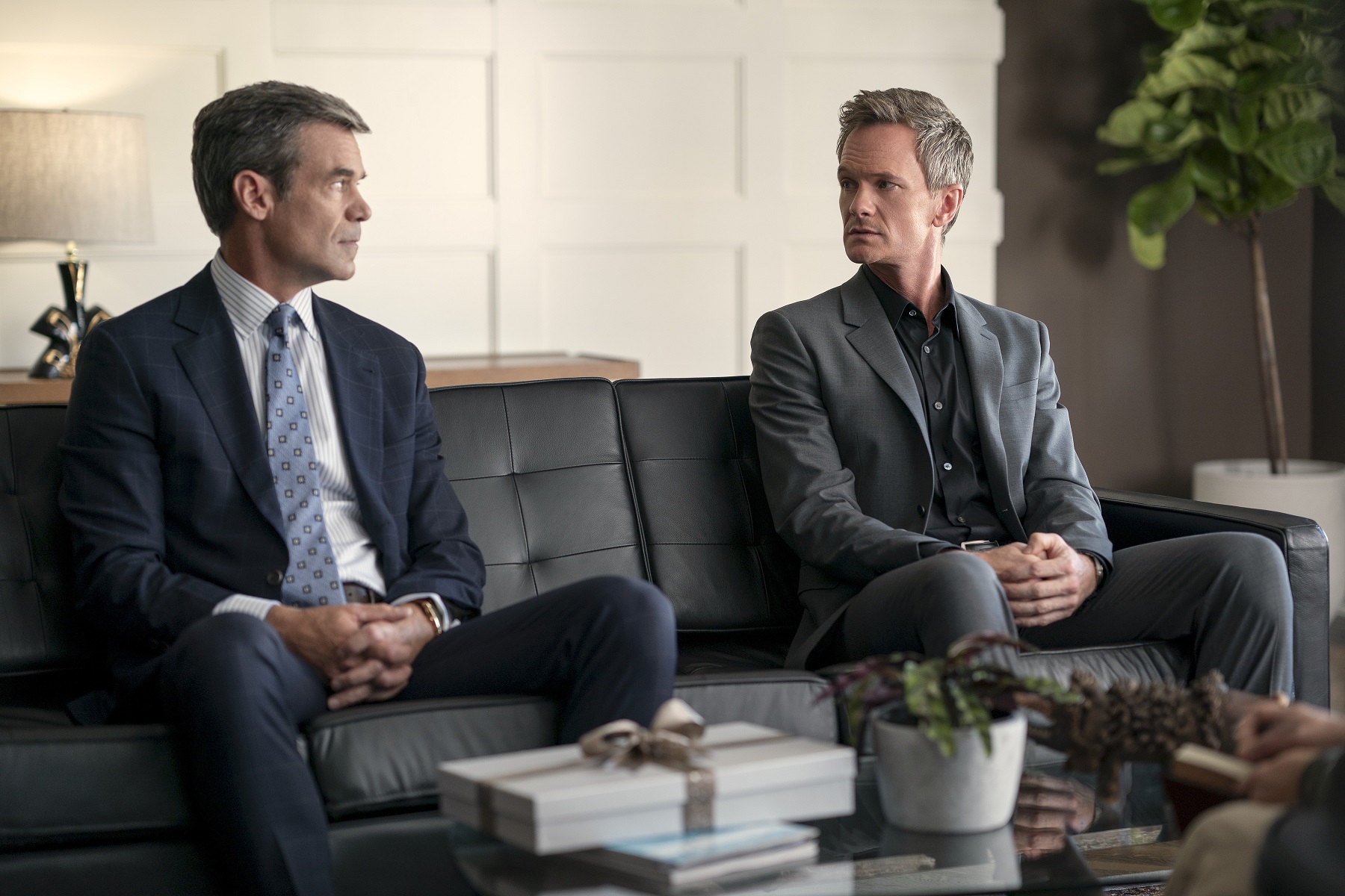 Tuc Watkins as Colin McKenna, Neil Patrick Harris as Michael Lawson in episode 101 of Uncoupled