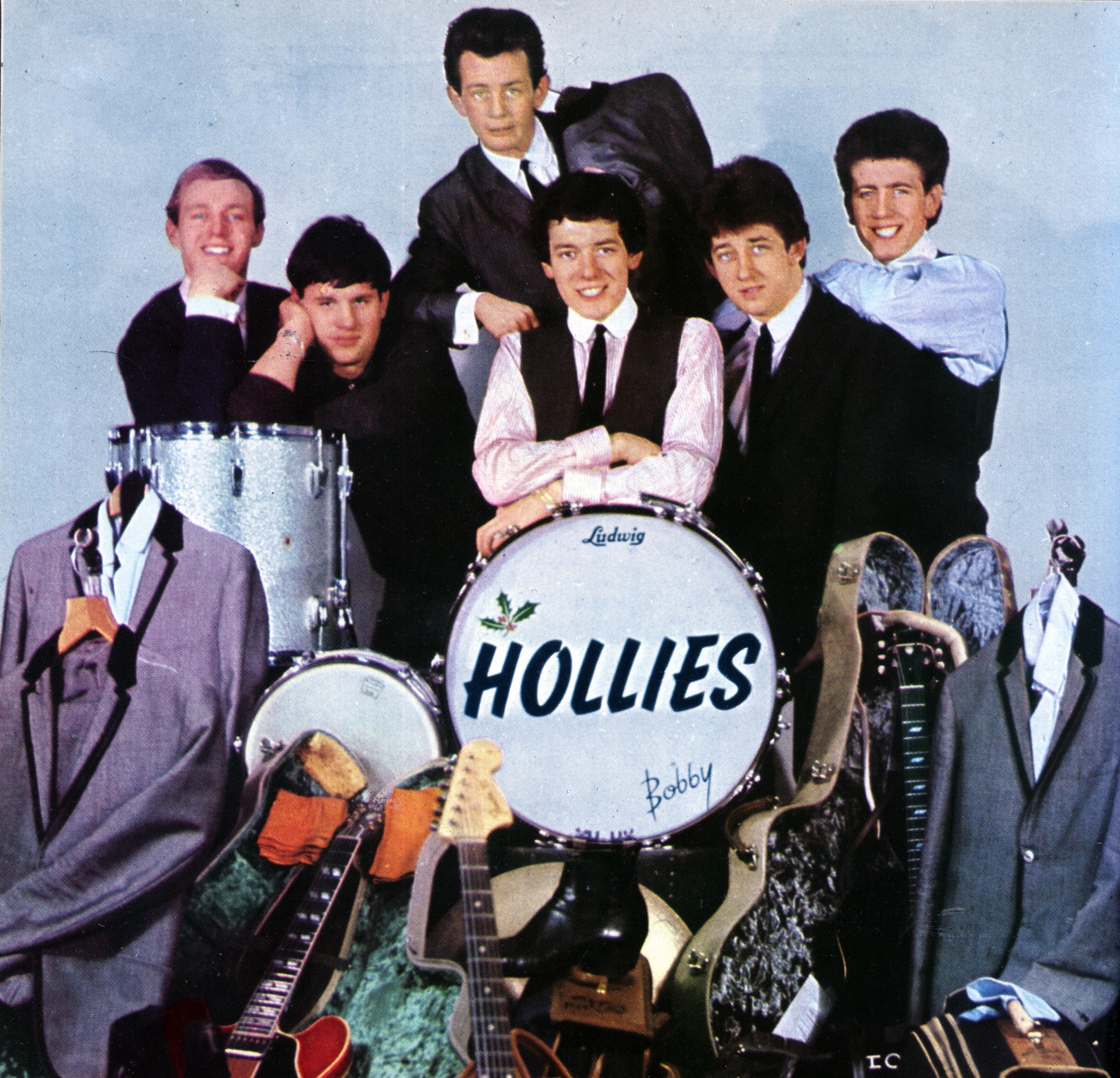 The Hollies with a drum set