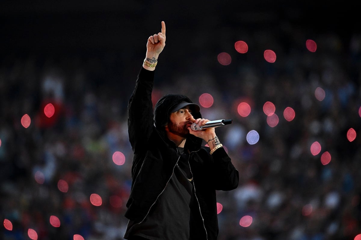 Eminem performing at the Super Bowl.