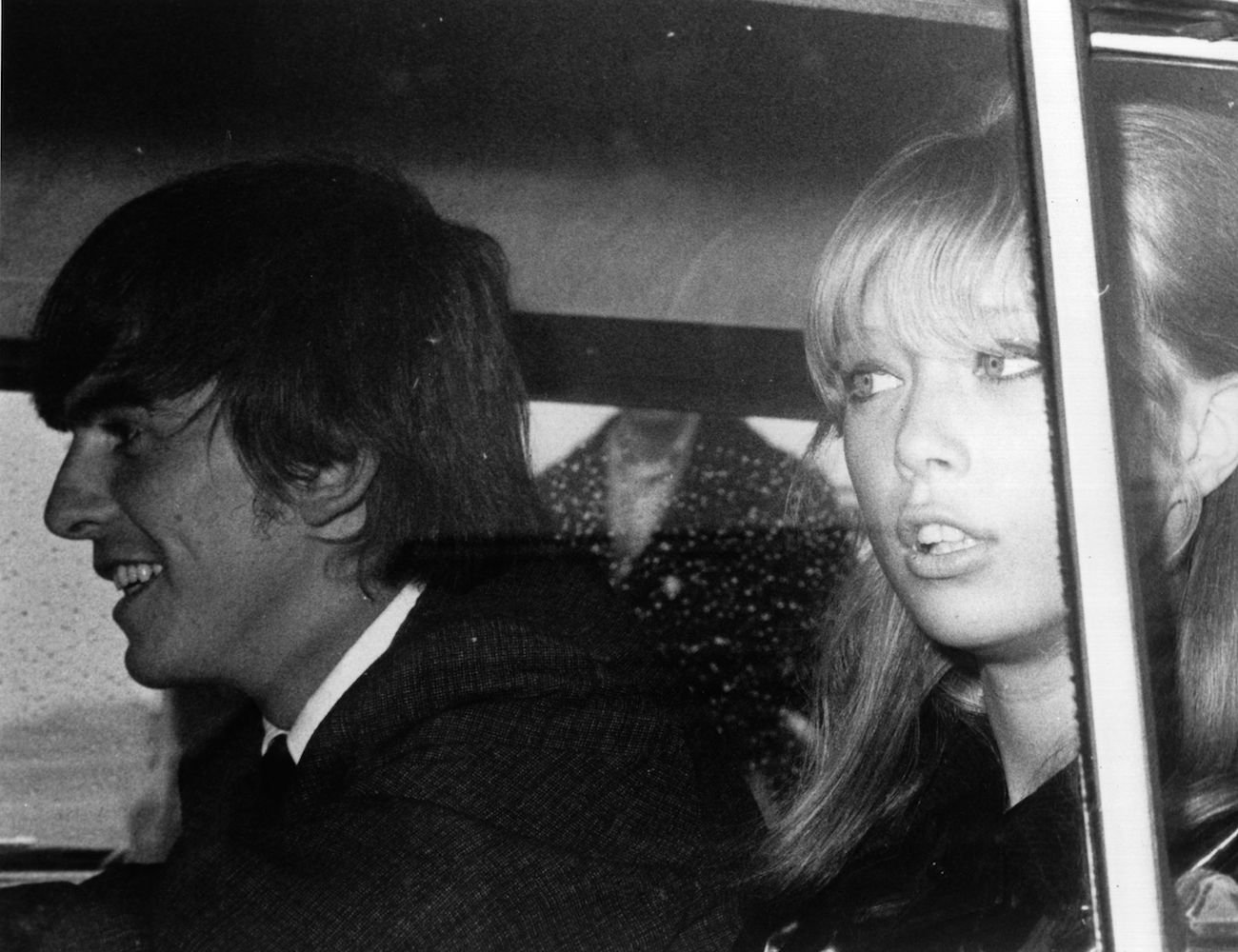 George Harrison and his wife, Pattie Boyd, returning to England after a vacation in 1964. 