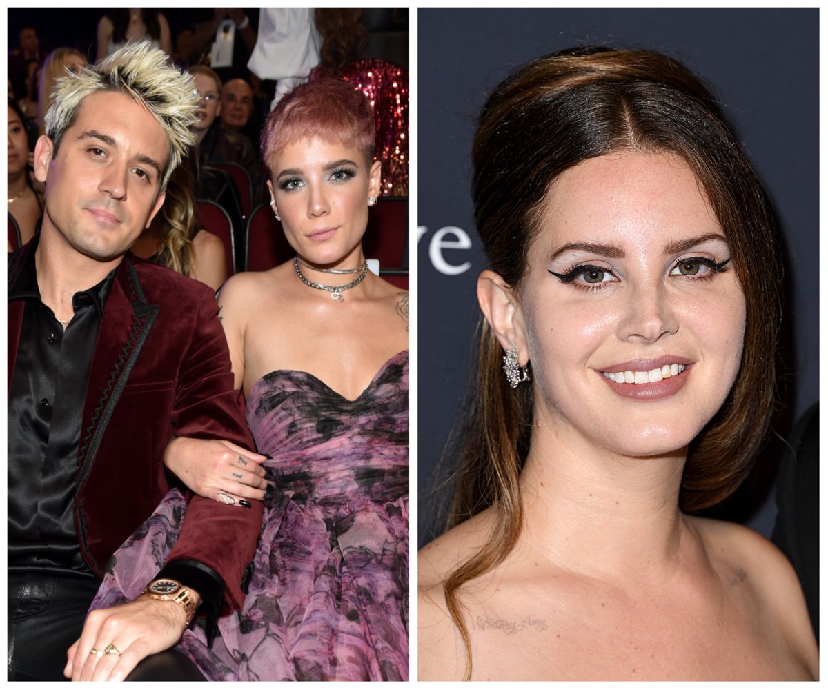 Side by side photos of G-Eazy and Halsey, who made the song "Him & I," and Lana Del Rey.