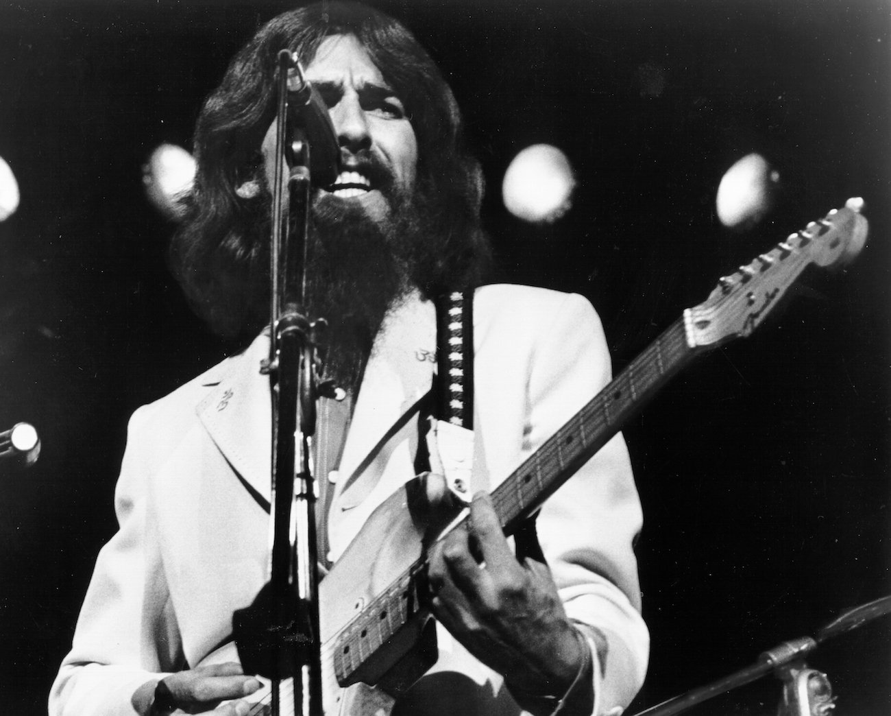 George Harrison performing at the Concert for Bangladesh in 1971.