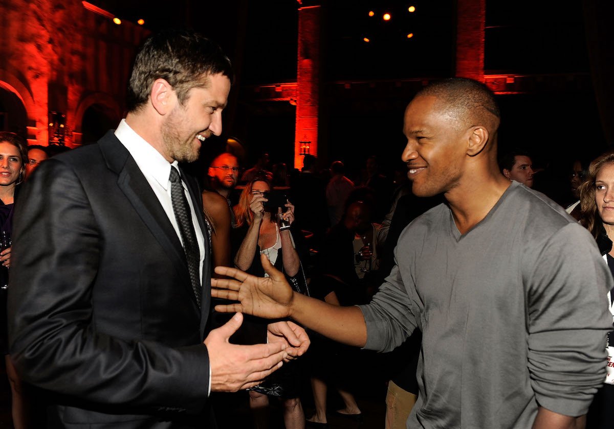 Actors Gerard Butler and Jamie Foxx attend the "Law Abiding Citizen" after party in 2009