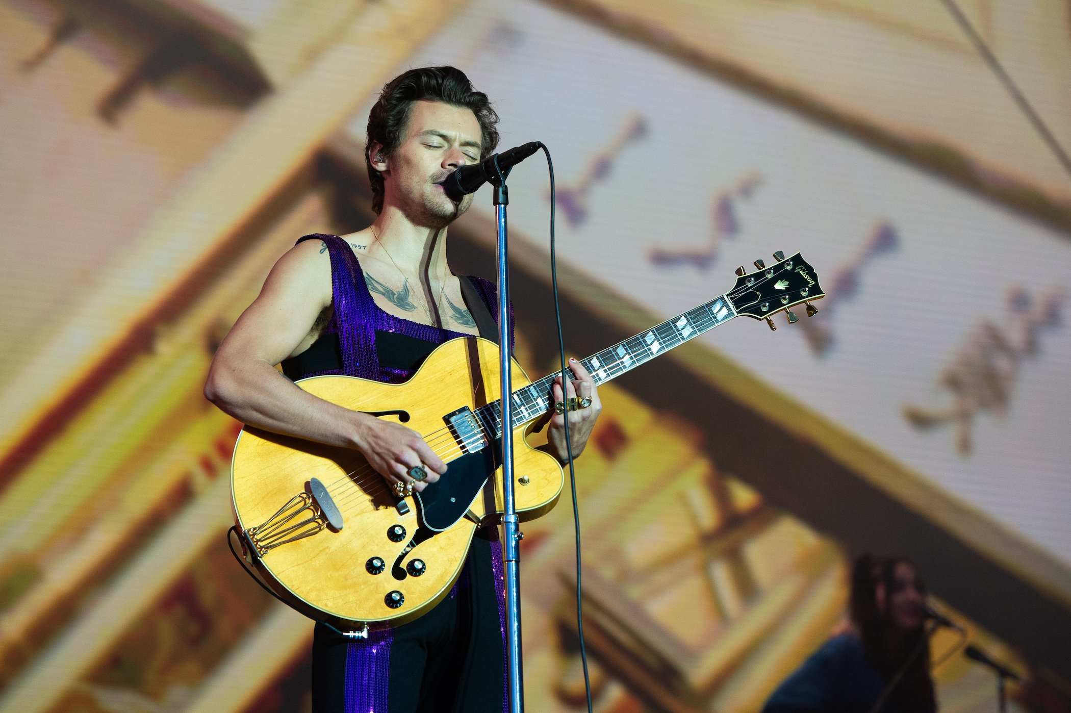 Harry Styles performs on the Main Stage at War Memorial Park