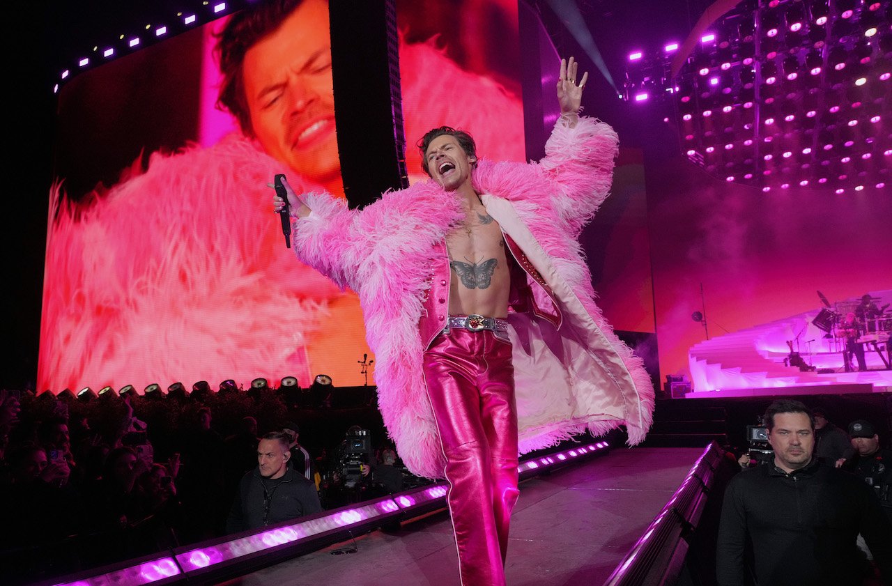 Harry Styles performing on the Coachella stage during the 2022 Coachella Valley Music And Arts Festival